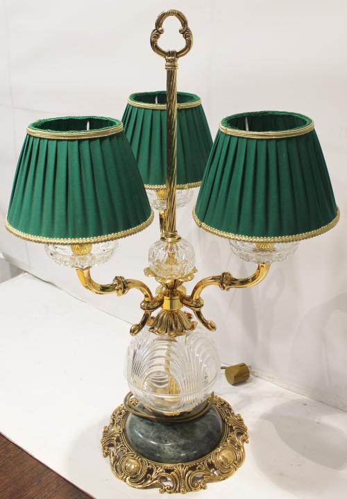 LAMPARA DE SALON 3 BRAZOS. Cristal y bronce. Ref. 145236