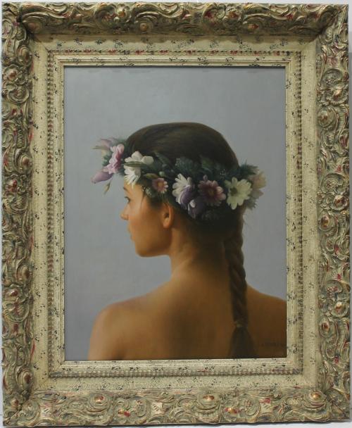 ANTONIO ZAMBRANA LARA. Mujer con flores. Ref. 145134